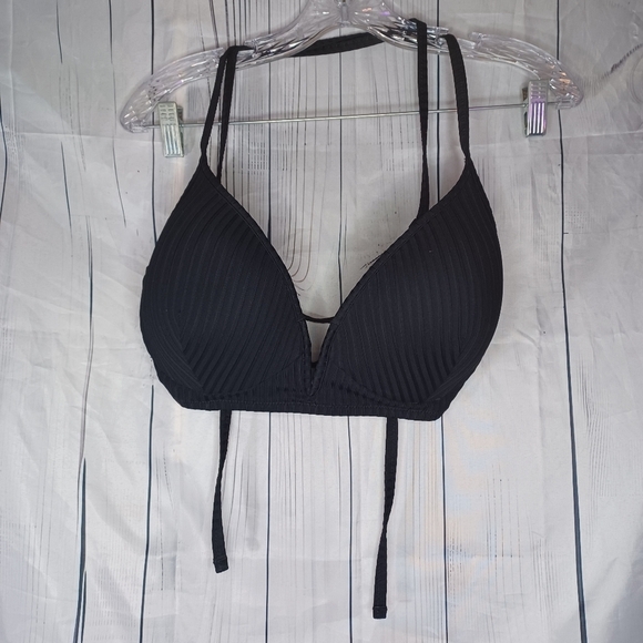 Shade & Shore Black Ribbed Bikini Top - Picture 1 of 8